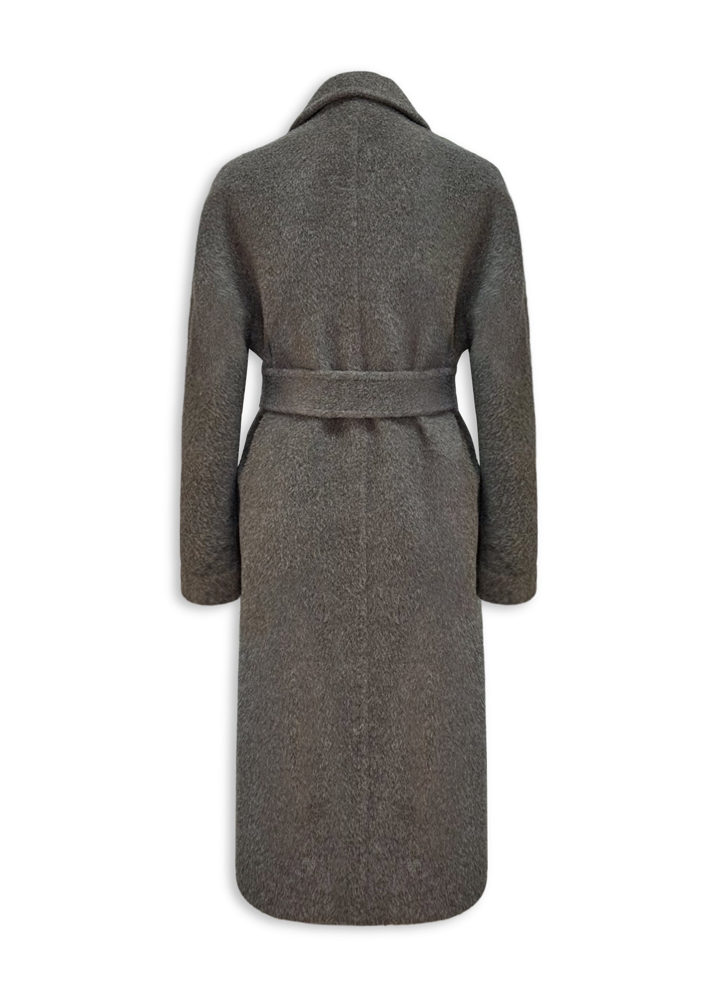 Andrea Camel Cashmere Double Breasted Long Coat Heather Grey