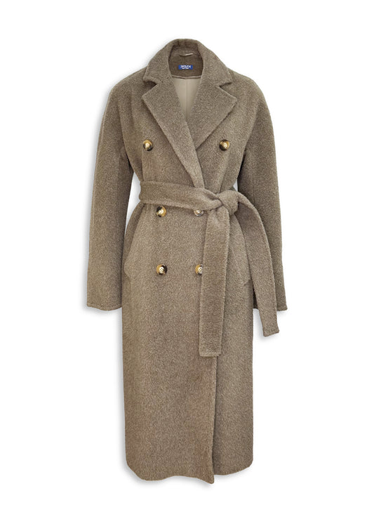 Andrea Camel Cashmere DoubleBreasted Long Coat Toffee