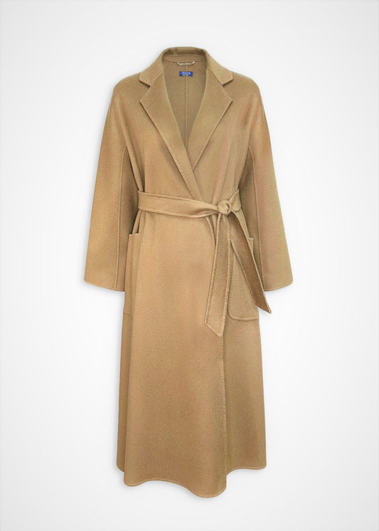 Kelly Robe Kimono Sleeve 100% Cashmere Long Coat Camel